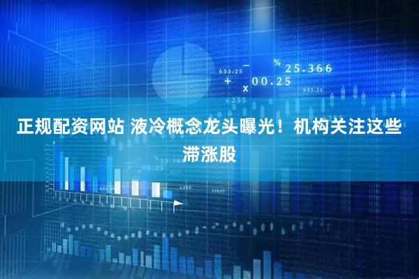 正规配资网站 液冷概念龙头曝光！机构关注这些滞涨股